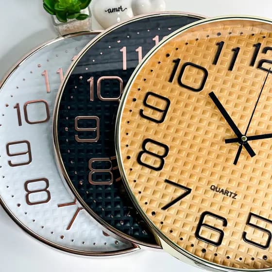 Relógio de Parede Redondo Cinza Preto Rose Gold Branco 20cm 25cm 30cm Multiuso Casa Cozinha Sala