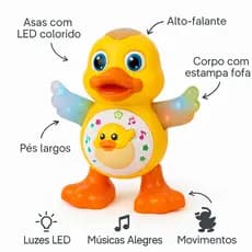 Brinquedo Pato Dançarino Patinho Musical com Luz  Som Infantil  Estimulante Sensorial  Jogo Didático