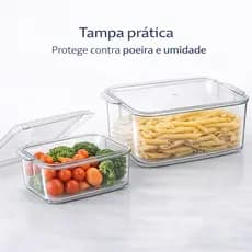 Kit 2 Organizadores de Geladeira com Tampa Multiuso e Capacidade de 3,9L E 2,6L para Armário Cozinha