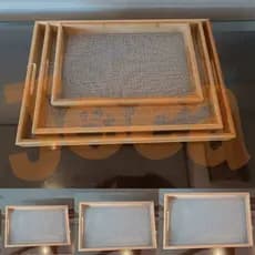 Kit 3 Bandejas Multiuso Retangular de Bambu e MDF P, M e G  Moment