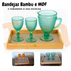 Bandeja Organizadora Multiuso Travessa Retangular de Bambu e MDF P, M e G Moment
