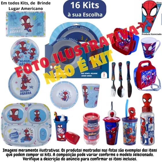 Jogo Infantil de Refeição Melamine Disney Homem Aranha Spidey - Vários Modelos