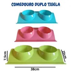 COMEDOURO E BEBEDOURO PLASTICO DUPLO TIGELA   38X25X7.5CM