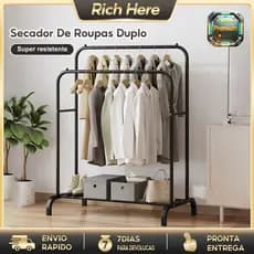 Arara Cabideiro Dupla De Roupas Organizador Cabideiro Portátil Moderno