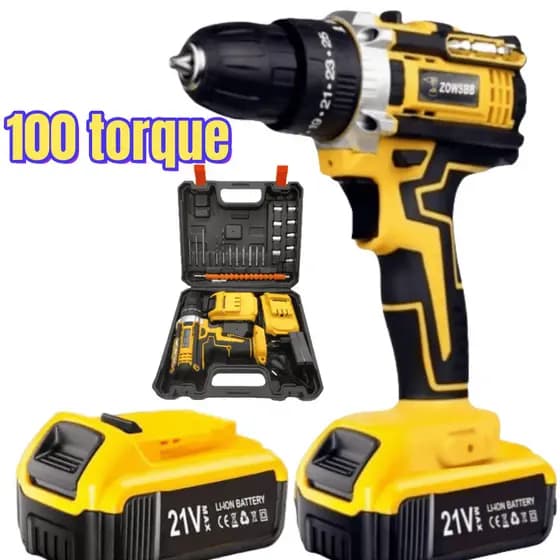 Parafusadeira Furadeira de Impacto 21v 2 Baterias Com Maleta e Acessórios Completo parafusadeira a bateria furadeira