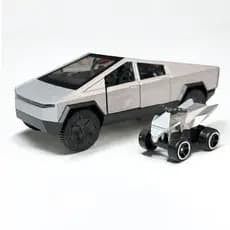 🔥 Miniatura Cybertruck Tesla 1:32 + Quadriciclo | Metal | Portas Abertas