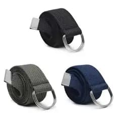 Kit 3 Cintos Masculinos Premium em Tecido Lona Gorgurão Argola Casual Ajustável Resistente