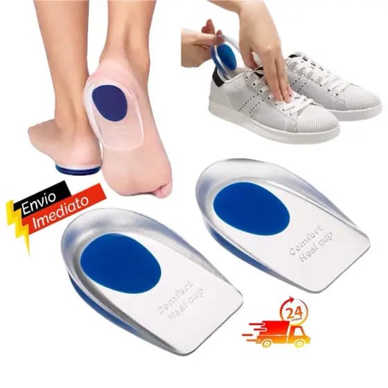 Par Meia Palmilha Silicone Gel Ortopedica Esporao Calcanheira (TRANSPARENTE)