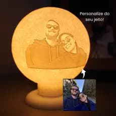 Luminária Lua Personalizada Foto Frase 12cm Presente Especial Casal Amizade Família Decoração Quarto Sala LED Moderna