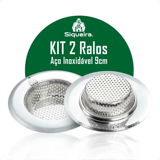 Kit 2 Ralos De Pia Inox Válvula Americana 9 Cm De Qualidade