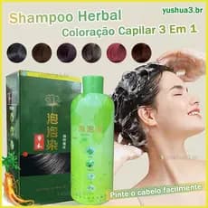 Shampoo Herbal Hair Color 3 Em 1 Tintura De Cabelo Longo Produtos Masculinos Duradouros Escuros yushua3br