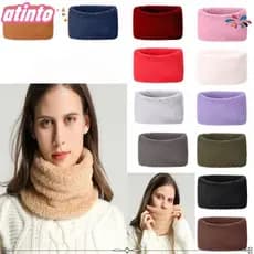 Lenço Térmico ATINTO , Aquecedor De Pescoço De Cor Sólida Espessante , Babador De Equitação , Lenços De Inverno À Prova