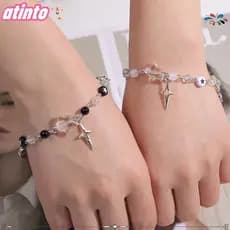ATINTO Pulseira Estrela Oca De Cinco Pontas , Pulseiras De Casal Vintage Tredny Y2K Ajustáveis Liga Punk Matching