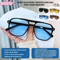 Óculos De Sol De Armação Quadrada ATINTO , Retrô Punk Anti-UV , Acessórios De Viagem Pretos