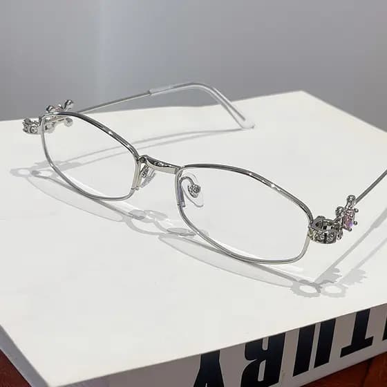 Óculos De Metal Resistentes Vintage Elegantes Com Topo Plano E Diamante Embutido Bloqueio De Luz Azul Ópticos
