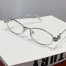 Óculos De Metal Resistentes Vintage Elegantes Com Topo Plano E Diamante Embutido Bloqueio De Luz Azul Ópticos