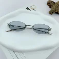 Moda Sem Aro Óculos De Sol Feminino UV400 Oval Elegante Retro