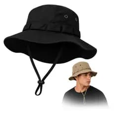 Chapeu Militar Bucket Boonie Hat Caça Chapéu Camping Pesca Masculino Feminino Sarja Poliéster