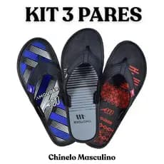 Kit 3 Pares de Chinelo Masculino Homem Correia Grossa e Resistente Antiderrapante Correia Grossa