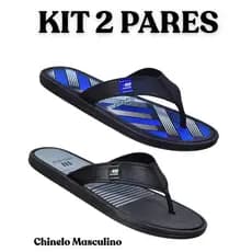 Kit 2 Pares Chinelo Masculino Homem Macio Confortavel Passeio e Lazer Dia a Dia Leve Sandalia Adulto