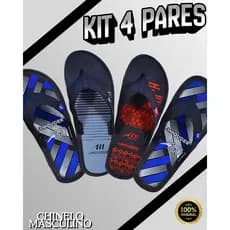 Kit 4 Pares Chinelo Masculino Adulto Super Promoção Casual Resistente e Confortável Solado Antiderrapante Macio Leve
