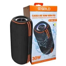 Caixa de som Bluetooth Resistente a Água com Alto Falante Duplo 30W e Luz RGB A'gold Original SM-07