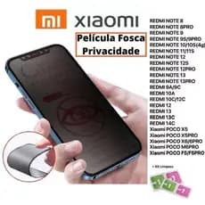 Película Cerâmica Fosca Privacitiva Xaiomi RedMi 15C/14C/13C/12/NOTE14/13Pro/13/12S/11/10S/X6/X7