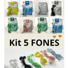 Kit 5 Fones de ouvido com fio e Microfone | Headset Colorido barato para celular PC Marca ALTOMEX/KAPBOM/ETC