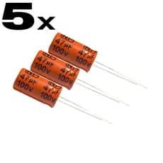 Kit 05 Capacitor Corneta Bipolar 47uf X 100v / 47x100