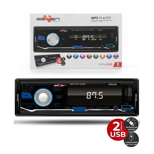 Rádio Mp3 Seven Parts SPRA005 com USB Bluetooth e leitor de cartão SD