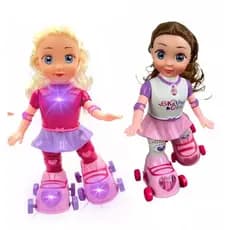 Boneca Patinadora Garota Radical de Patins Brinquedo Que Anda Com Luzes Coloridas