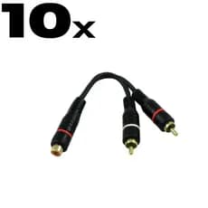 Kit 10 Cabo Rca Modelo Y Para Som Automotivo 1 Fêmea 2 Machos 25 Cm