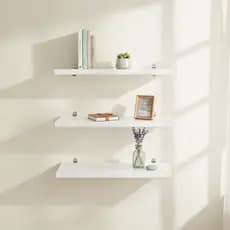 Kit Prateleiras Com 3 X 30x10 Porta Quadros Temperos Mdf Branco