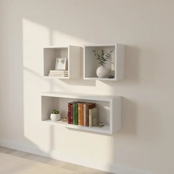 Kit 3 Nichos Planejados Prateleiras Decorativas Mdf Branco