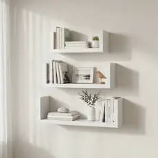 Kit 3 Prateleiras Nicho U Livros Decorativo Mdf 40 50 60x15 Branco