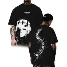 Camiseta Oversized Kaneki King Estampa Em DTF Grande Unissex Confortavel Camisa 100% Algodão Leve