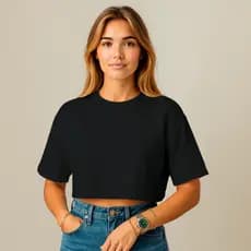 Cropped Blusa Feminina Adulto e Infantil T-Shirt Casual/Treino Sem Estampa Moda