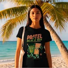 Camiseta Unissex com Frases de meme par diversão do Verão "Pastel e Caldo de Cana"