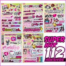 112 à 17 Adesivos para Moto Bike Carro Feminina - E de Menina - 244 Osascorte Barbie - Aprova D'agua