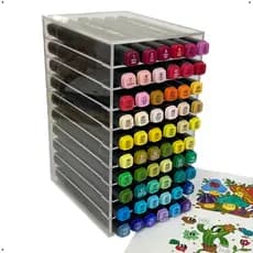 Organizador Suporte de Canetinhas P/ 60 Canetas Coloridas / Marcadores / Nicho / Estojo / Acrílico