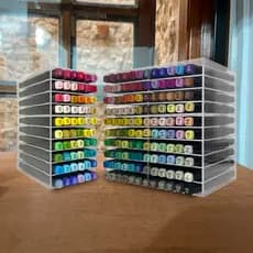 KIT Organizador de Canetinhas Suporte P/ 60 / 120 Canetas Coloridas / Acrílico / Marcadores / 2un