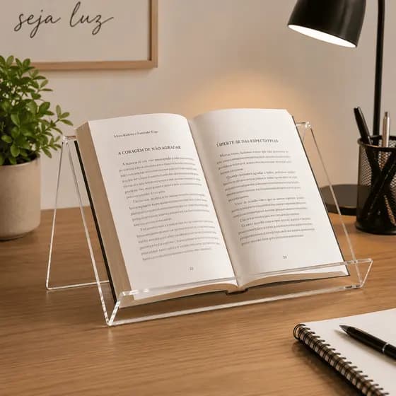 Suporte Acrílico Bíblia Multifuncional Porta Livros Leitura Estudo Bíblico e Pregação