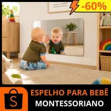 Espelho Acrílico Montessoriano Bebê Seguro 100x50cm Akria