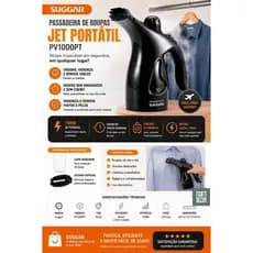 Passadeira de Roupas Vapor Suggar PV1000PT Bivolt Desamassa sem Ferro de Passar