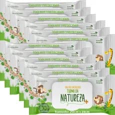 Kit C/12 Toalha Umedecida Turma da Natureza  100 Unidades Total 1200