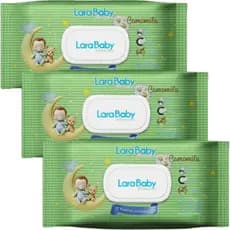 Kit C/3 Toalha Umedecida Lara Baby Premium Camomila 120 unidades total 360