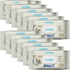 Kit C/12 Lenço Umedecido Lara Baby Premium Recém Nascido RN 120 Unidades Total 1440