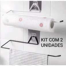 Kit Com 2 Porta Papel Toalha Suporte Adesivo De Parede
