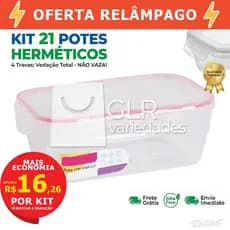 Kit 21 a 3 Potes Hermeticos 4 Travas Vedação Total 500ml Fitness BPA Free anti vazamento anti odor