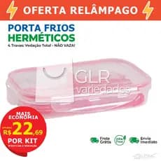 Pote Hermético Porta Frios Com Escorredor Tampa Trava 2 Divisórias Retangular